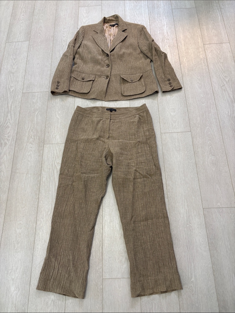 Vintage Lafayette 148 NY linen trouser pants + blazer suit set sz 18